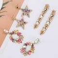 Pauli Manfi New Fashion Colorful Rhinestone Earrings Women Bohemian Geometric Dangle Earring Accessories. 