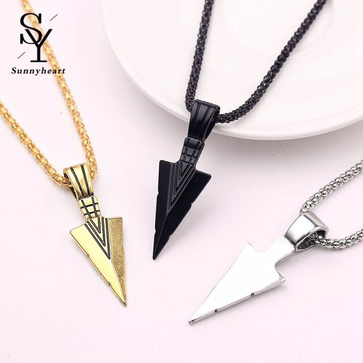 Sunny%20Arrowhead%20Pendant%20Men%20Necklace%20Vintage%20Alloy%20Chain%20Spearpoint%20Necklace%20Fashion%20Accessories%20-%20Image%203