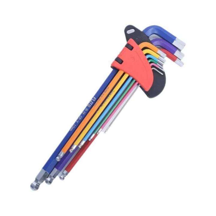 FORTE Industrial Hex Key Set CRV Steel Ball End Allen Wrench Foldable ...