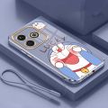 Tecno Spark GO 2024 Glossy Lucky Doraemon Casing Square Edges Plating Back TPU Soft Case Cover. 