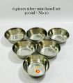 6-Piece Silver Mini Bowl Set - Assorted Sizes (300ml, 225ml, 175ml, 150ml, 125ml, 100ml), Elegant Stainless Steel Bowls for Dips, Appetizers, and More. 