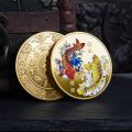 Collectable Koi Fish Pattern Lucky Coin Coin Circular Lottery Ticket Scratcher Tool Commemorative Coin Tourist Attraction. 
