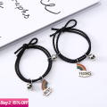 2pcs/set Rainbow Bracelet Korean Style Best Friends Bracelet Friendship Jewelry Fashion Birthday Gift Bracelet Rainbow Woven Suction Couple Bracelet Bell As a Gift For Best Friend Small And Fresh Student Bracelet Female Magnetic Suction Small Rubber Band. 
