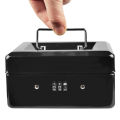 Durable Metal Coin Box with Locking Storage Tray - Small Coin Box with Combination Lock 15 x 12 x 7.7cm (Black). 