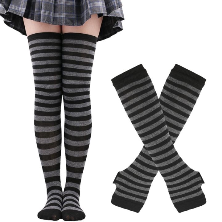 1%20Set%20Women%20Gothic%20Punk%20Over%20Knee%20Long%20Stripe%20Socks%20Arm%20Sleeve%20Gloves%20for%20Girl%20Thigh%20High%20Cotton%20Socks%20Sweet%20Cute%20Christmas%20Gift%20-%20Image%207