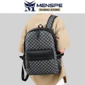 MENSPE Fashion Men’s Backpack Laptop Backpack Soft PU Backpack Business Travel Bag Waterproof Backpack Grid Pattern Design College Commuting Backpack Leisure School Bag For Travel Study Business. 