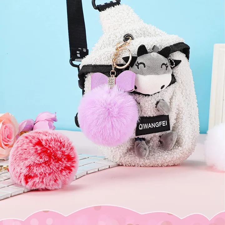 %E3%80%90HOT%E3%80%91%20Creative%20Faux%20Fur%20Pom%20Pom%20Keychain%20Women%20Girls%20Bag%20Pendant%20Rhinestone%20Pu%20Leather%20Bow%20Keyring%20For%20Wallet%20Accessory%20-%20Image%204