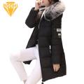 Cotton Coat with Faux Fur Collar Stylish Warm Women's Winter Cotton Coat with Hood Pockets Windproof Mid Length Slim Fit Down Jacket Faux Fur Collar Winter Jacket. 
