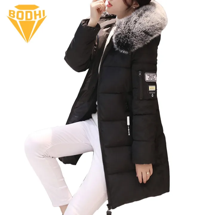 Cotton%20Coat%20with%20Faux%20Fur%20Collar%20Stylish%20Warm%20Women's%20Winter%20Cotton%20Coat%20with%20Hood%20Pockets%20Windproof%20Mid%20Length%20Slim%20Fit%20Down%20Jacket%20Faux%20Fur%20Collar%20Winter%20Jacket%20-%20Image%203
