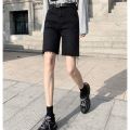 plus Size Fat mm Black Denim Shorts Women's Summer Korean-Style Loose Straight Slimming Versatile Burr Cropped Pants for Students. 