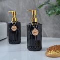 Shampoo Conditioner Body Wash Set with Wooden Tag Pump Refillable Soap Dispenser Bottle Bathroom Shower Lotion Container. 