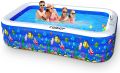 INTIME 1.8M (YT-666) Inflatable Family Swimming Pool 3 Layer Extra Large Rectangular Kids Swimming Pool Indoor Outdoor[180x140x60cm]. 