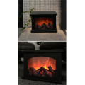 2X Electric Fireplace Lantern LED Flame Log Effect Rectangle Fire Place Lantern. 