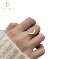 Enacolor Simle Face Flower Titanium Steel Opening Ring for Women Student Gifts Cute Accessories. 