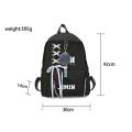 KPOP BTS Bangtan Boys Backpack Ribbon Chains Travel Bag for Teen Girls - Black. 