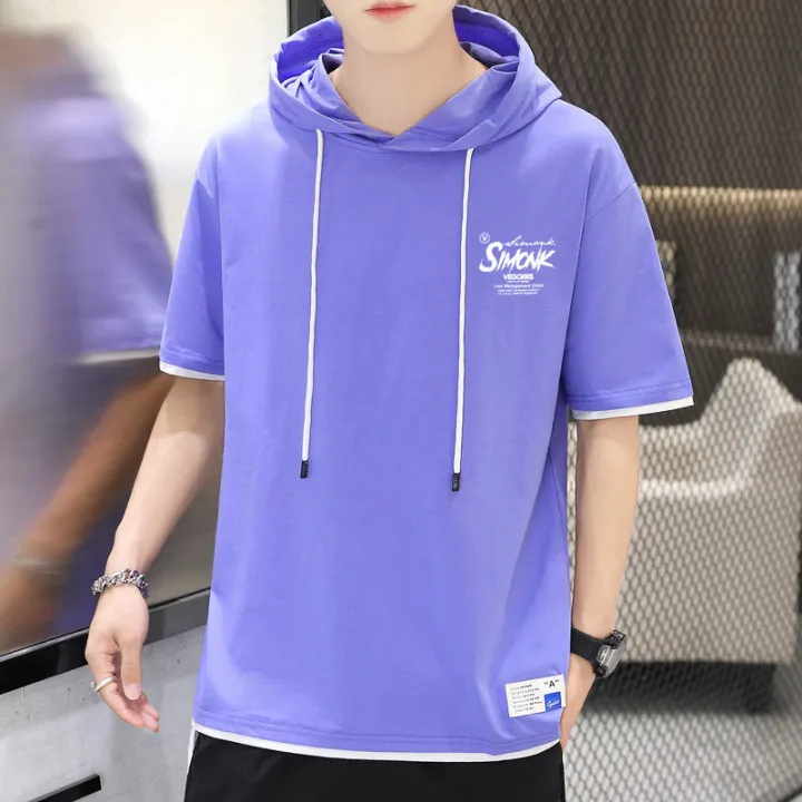 Summer%20All-Matching%20Hooded%20Short%20SleeveTT-shirt%20Men's%20Trendy%20Hooded%20Sports%20Loose%20Tops%20Hoodie%20Korean%20Style%20Hong%20Kong%20Style%20Sweater%20Fashion%20-%20Image%206