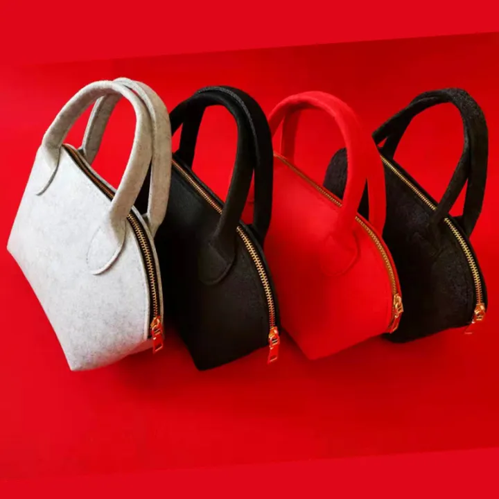 Cross-Border Delivery Portable Felt Bag Solid Color Small round Bag Wholesale Can Be Added logo Event Gifts