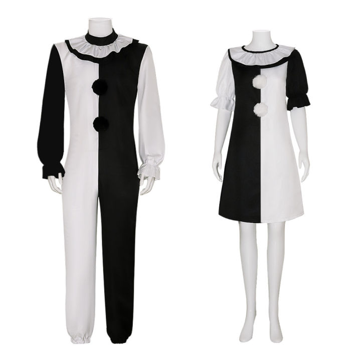 Terrifier Art Clown Joker Cosplay Costume Men Jumpsuit Women Role Play Fancy Dress Up Horror Dress Suit Halloween Carnival Party