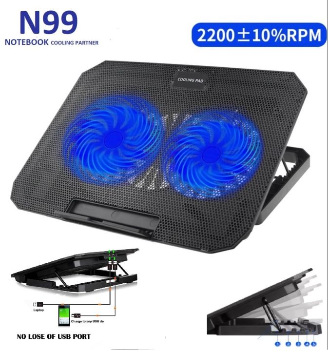 Versatile Laptop Cooling Pad and Stand - N99 for 12-16 inch Laptops