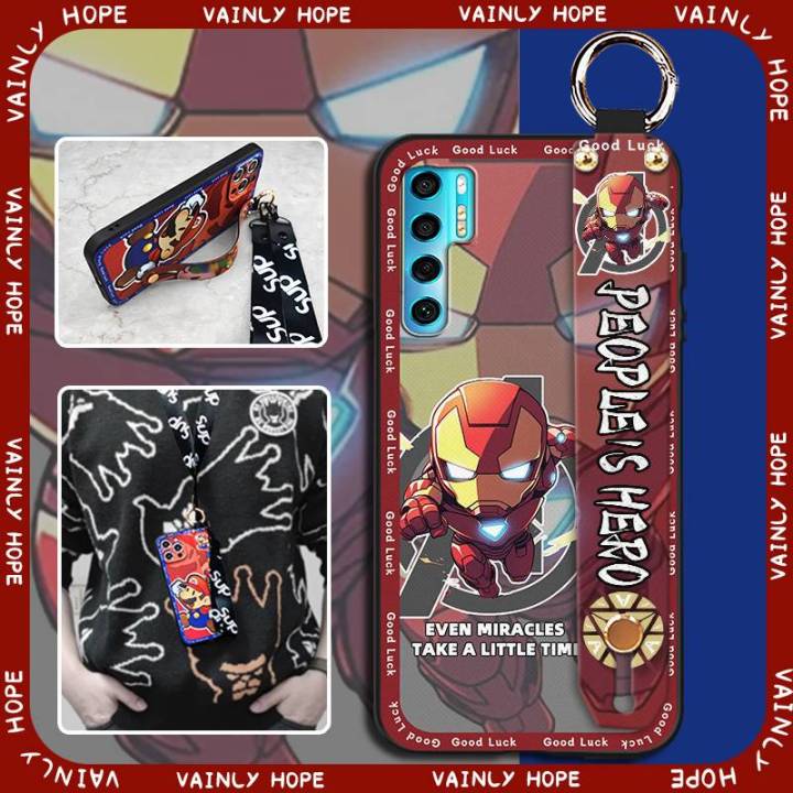 Phone Holder Dirt-resistant Phone Case For TCL 20 Pro 5G Silicone Waterproof Back Cover Lanyard Anti-dust Durable ring