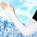 UV Solar Arm Sleeves Woman Men Cycling Fingerless Gloves Cool Muff Summer Ice Silk Elastic Arm Cover Driving Anti-Sunburn Sleeve Sunlight Mall. 