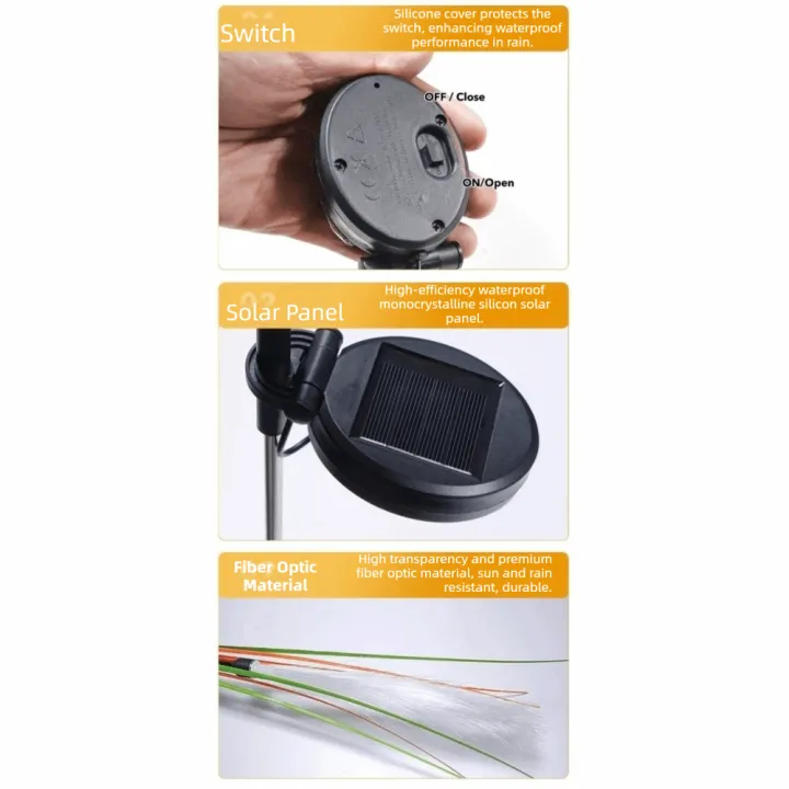 Decorative LED Solar Garden Reed Lamp Bulrush Flower Optical Fiber ...