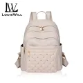 LouisWill Backpack Women Shoulder Bag Waterproof Nylon Backpack Large Capacity Backpack Lightweight Laptop Backpack Casual Zipper Packs With Rivets Decoration Rhombic Lattice Design for Girls Teens Women’ Fashion. 