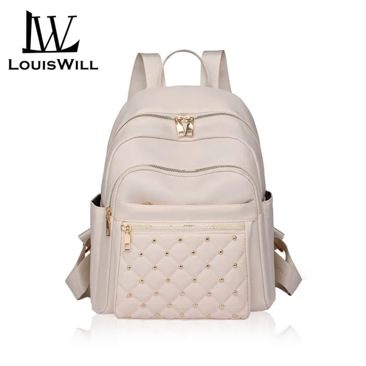 LouisWill Backpack Women Shoulder Bag Waterproof Nylon Backpack Large Capacity Backpack Lightweight Laptop Backpack Casual Zipper Packs With Rivets Decoration Rhombic Lattice Design for Girls Teens Women’ Fashion