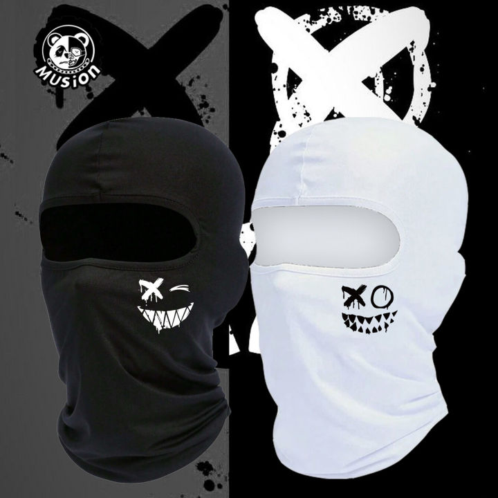 Musion Evil Smiley Face Fashion Print Balaclava Face Mask  Motorcycling Cycling Riding Outdoor Sports Bandana Hood Headwear for Cycling Sking Hunting Breathable