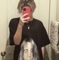 【Factory prices】Billie Eilish Billie Eilish BLOHSH Trendy Same Blue Pear Villains Ins Street. 