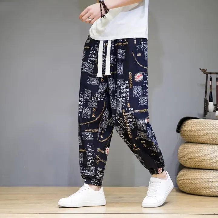 Yfashion%20Men%20Cotton%20Harem%20Pants%20Trendy%20Chinese%20Style%20Printing%20Thin%20Trousers%20Contrast%20Color%20Loose%20Casual%20Cotton%20Linen%20Pants%20-%20Image%206