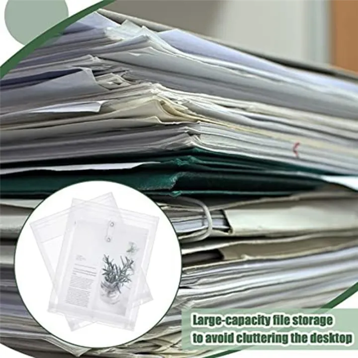 A4 Size Clear Plastic Envelopes Set with String Closure, Expandable ...