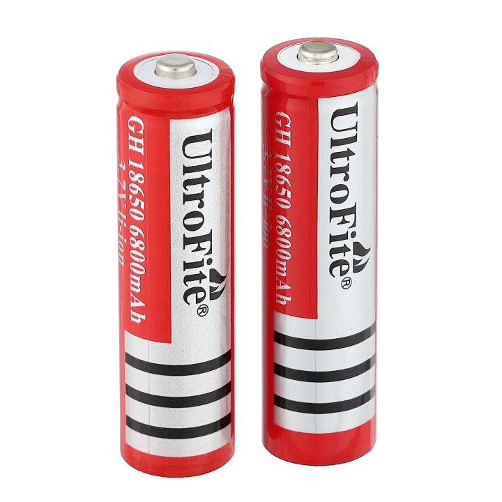 1pcs UltroFite 18650 6800mAh 3.7V Rechargeable Li-ion Battery, Red, 65mm x 18mm
