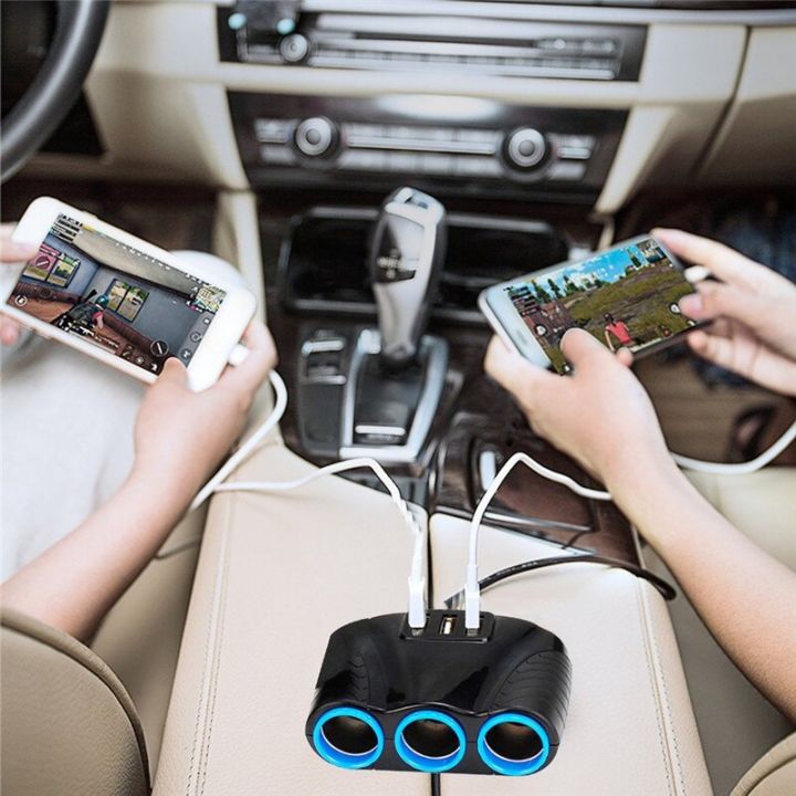12V/24V%203%20Way%20Auto%20Sockets%20Car%20Cigarette%20Lighter%20Adapter%20Lighter%20Splitter%20Lighter%205V%203.1A%20Output%20Power%20With%205%20USB%20Charger%20-%20Image%205