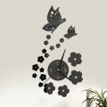 GOIKEA Wall Clock Self-Adhesive Silent 3D Mirror Butterfly Art Clock for Home Decor with Battery Operated Long Pointer. 