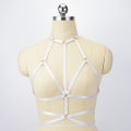 White Polyester Harness Crop Top Lingerie Bondage Harness 90's Open Chest Cage Bra Harajuku Style Wedding Garters O0555. 