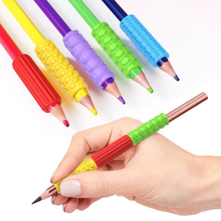 5PCS Gifts Ergonomic Writing Aid Pen Grips Textured Surface Reusable ...