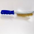 SALI Wire Brush for Cleaning Rust Removal Heavy Duty Brass Brush Tool 11" Long Handle with Plastic Handle, for Automotive, Grill, Paint, Welding Slag & Household More and Thicker Bristles. 
