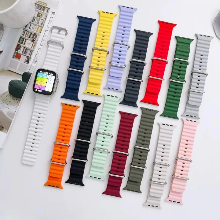 Ocean Silicone Strap / Ultra Watch Band For Smart Watches 42mm / 44mm / 45mm / 49mm T800/ T900 Ultra Smart Watch strap & many other smart watch strap