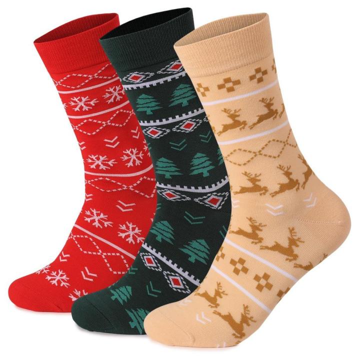 Wintern Pattern Socks Festive Winter Socks Warm Snowflake Pattern Socks Decorative Colorful ...
