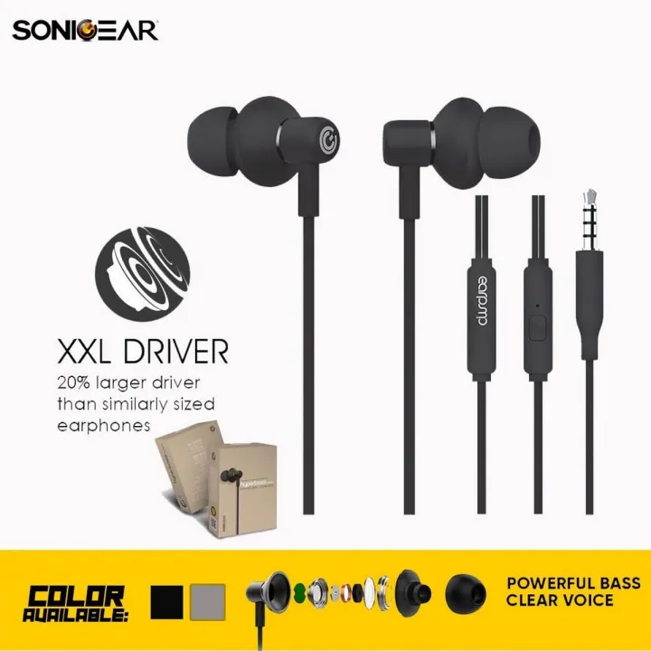 SonicGear Hyperbass Buds-1 Powerful Bass Earphones and XXL Driver With Microphone