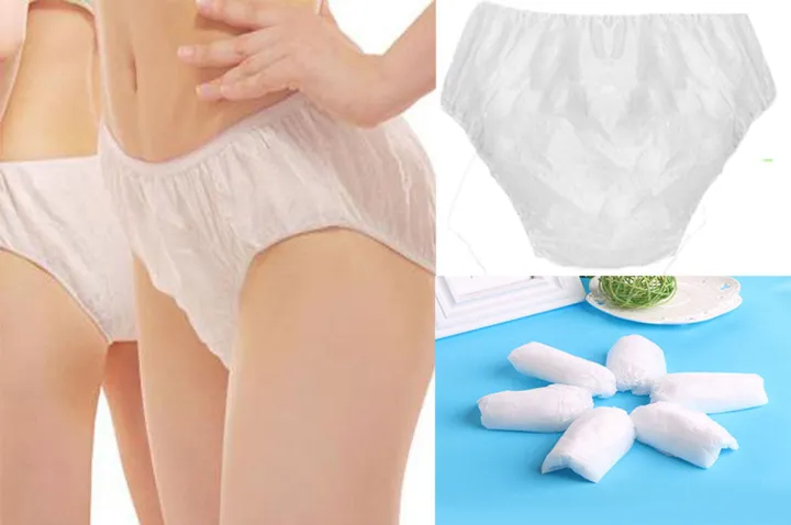 【PrettySet】40-80kg 6Pcs One time Non Woven Paper Briefs Underwear Women Men W12