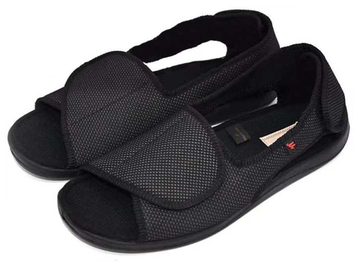 【BestGO】Men's Open Toe Edema Slippers Extra Wide Width Adjustable Sandals Diabetic Shoes for Swollen Feet Elderly Father Husband