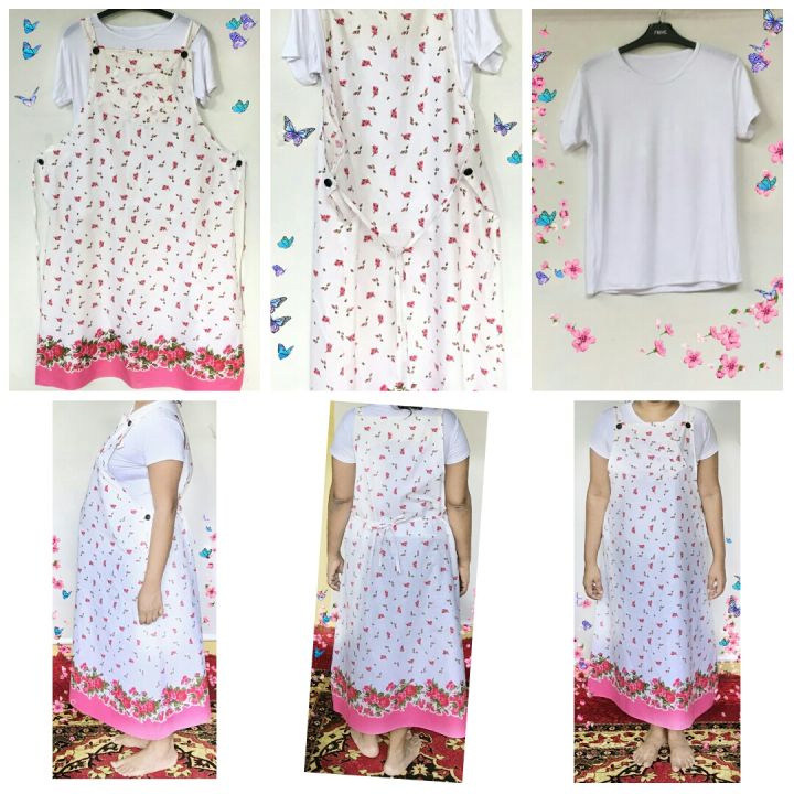 Women lase cotton maternity frock with white short sleeve tshirt