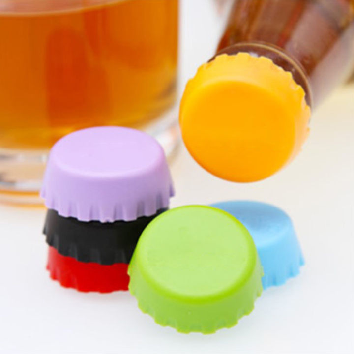 6Pcs Silicone Bottle Cap Reuse Practical Colorful Leak Free For Beverage Bottle Novelty Sealer Stopper Cover