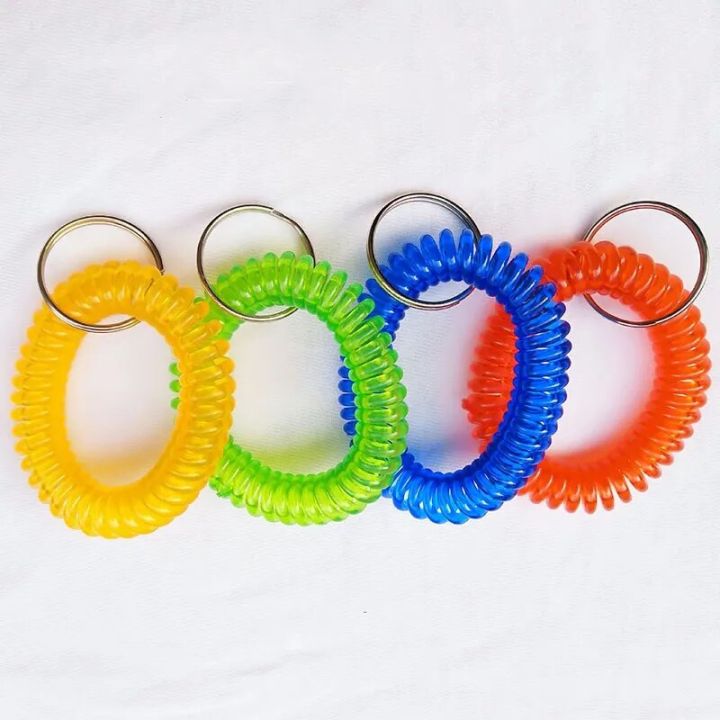 10pcs Stretchable Spiral Wrist Coil Key Tags Plastic Spring Hand Ring Garment Tag key ring