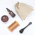4pcs/set Beard Growth Kit Hair Enhancerbeard Essential Oil Moisturizing Hair Wax Roller Comb For Men Barbe Beard Styling Care. 