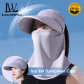 LouisWill Women’s Sunscreen Hat With Face Mask Summer Sun Hat Half Empty Top Hat Ice Silk Casual Sun Hats Portable Beach Cap Large Brim Cap Sun Protection Cap UV Protection With Windproof Rope for Outdoor Travel Sports. 