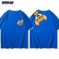 Men's Short Sleeve Cartoon Anime Shirt Tom 100% Cotton Couple Streetwear JerryTTomJerry Fashion Summer Casual. 