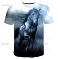 Vintage Oil Painting Men Art Colo 3D Horse Graphic T Shirts Boy Girl Summer Short Sleeve Commute Women Cool Casual Tee Tops. 